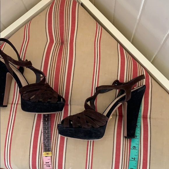 Prada Suede Black & Brown Platform Heels - Picture 8 of 14